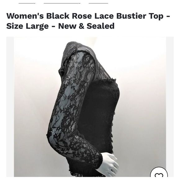 - NWT Sexy lg Blk Bustier Blouse - Picture 3 of 6